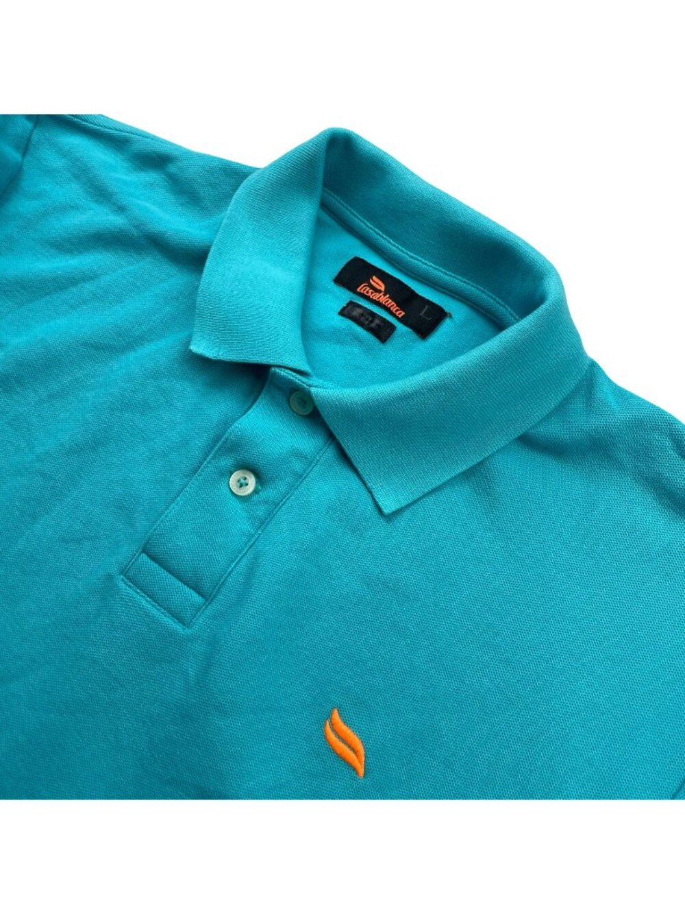 Casablanca Men's 100% Pima Cotton S/S Polo Shirt Teal Blue • Large